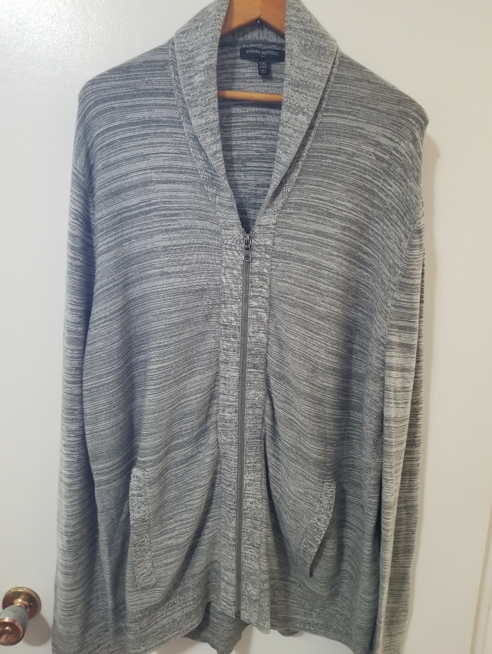 Banana Republic Gray Full Zip Cotton Cardigan Lightweight Shawl Collar XXL